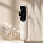 Off-White Rechargeable Wireless Hair Straightening Brush - Sleek And Portable Styling Tool