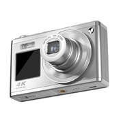 Silver 4K Digital Camera - 10X Zoom, Dual-Screen Vlogging