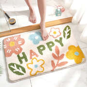 Super Absorbent Non-Slip Bath Mat - Green Happy 40x60CM