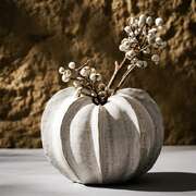 Elegant White Ceramic Pumpkin Vase - Modern Home Décor