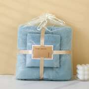 Comfortable Blue Absorbent Towel Set - Wrap & Bath Towels