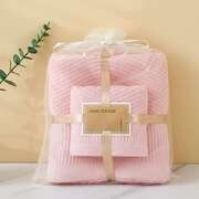 Luxury Pink Towel Set - Diagonal Stripe Bath & Hand Towels