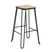 Ash Wood & Steel Industrial Bar Stool