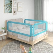 Toddler Safety Bed Rail in Soft Blue Fabric Secure Sleep for Little Ones