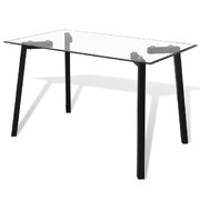 Dining Table with Glass Top and Black Legs