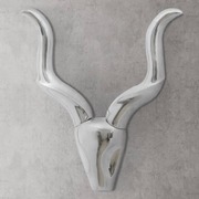 Wall Mounted Aluminium Gazelle's Head Decoration Silver 50 cm