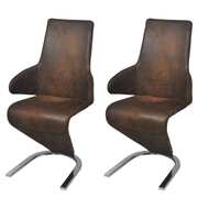 Dining Chairs 2 pcs Brown Fabric