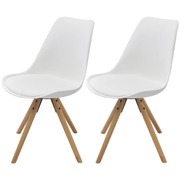 Dining Chairs 2  pcs White Faux Leather