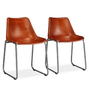 Dining Chairs 2 pcs Brown Real Leather