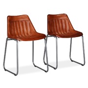 Dining Chairs 2 pcs Brown Real Leather