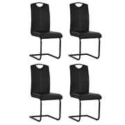 Dining Chairs 4 pcs Black Faux Leather