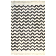 Kilim Rug Cotton with Pattern Black/White