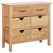 Sideboard,Solid Oak Wood and Water Hyacinth