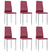 Dining Chairs 6 pcs faux Leather Red