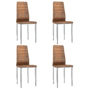 Dining Chairs 4 pcs faux Suede Leather Brown