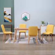 Dining Chairs 4 pcs Yellow Fabric