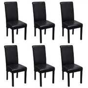 Dining Chairs 6 pcs Black Faux Leather