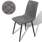 6 pcs Dining Chairs Grey faux Leather