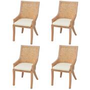 Dining Chairs 4 pcs Rattan and Solid Mango Wood