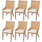 Dining Chairs 6 pcs Rattan and Solid Mango Wood