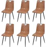 Dining Chairs 6 pcs Light Brown Faux Leather