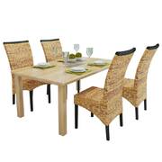 Dining Chairs 4 pcs Abaca and Solid Mango Wood