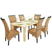 Dining Chairs 6 pcs Abaca and Solid Mango Wood