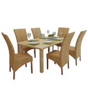 Dining Chairs 6 pcs Brown Natural Rattan