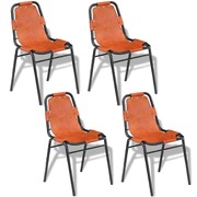 Dining Chairs 4 pcs Brown Real Leather