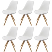 Dining Chairs 6 pcs White faux Leather