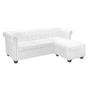 L-shaped Chesterfield Sofa Artificial Leather White