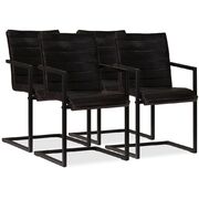 Dining Chairs 4 pcs Anthracite Real Leather