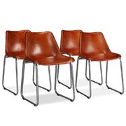 Dining Chairs 4 pcs Brown Real Leather