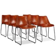 Dining Chairs 6 pcs Brown Real Leather