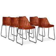 Dining Chairs 6 pcs Brown Real Leather