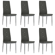 6 pcs Dining Chairs Grey ,faux Leather