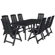 9 Piece Outdoor Dining Set Plastic Anthracite