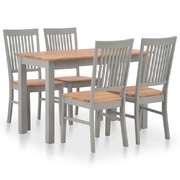 5 Piece Dining Set Solid Oak Wood