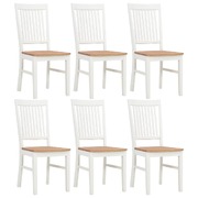 Dining Chairs 6 pcs White Solid Oak Wood