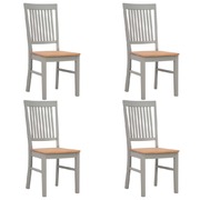 Dining Chairs 4 pcs Grey Solid Oak Wood