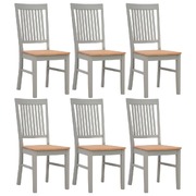 Dining Chairs 6 pcs Grey Solid Oak Wood