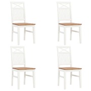 Dining Chairs 4 pcs White Solid Oak Wood