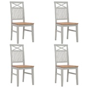 Dining Chairs 4 pcs Grey Solid Oak Wood