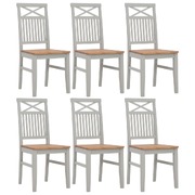 Dining Chairs 6 pcs Grey Solid Oak Wood