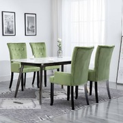 Dining Chair with Armrests 4 pcs Light Green Velvet