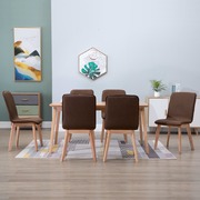 Dining Chairs 6 pcs Brown Fabric