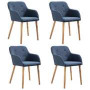 Dining Chairs 4 pcs Blue Fabric and Solid Oak Wood