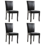 4 pcs Dining Chairs Black faux Leather