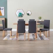 Dining Chairs 6 pcs Grey Faux Leather