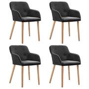 Dining Chairs 4 pcs Dark Grey Fabric and Solid Oak Wood